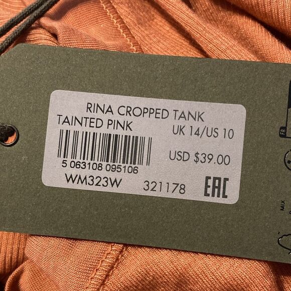 NWT All Saints Cropped Racerback Rina Tank Top Size 10 Medium Tainted Pink - Picture 8 of 8